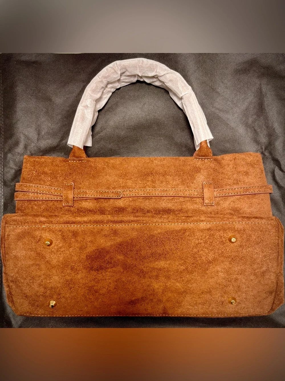 Vintage Suede Tote/Top-Handle Satchel in Brown